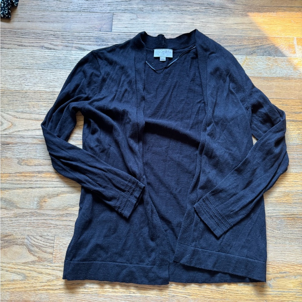 LOFT Black Open Front Cardigan